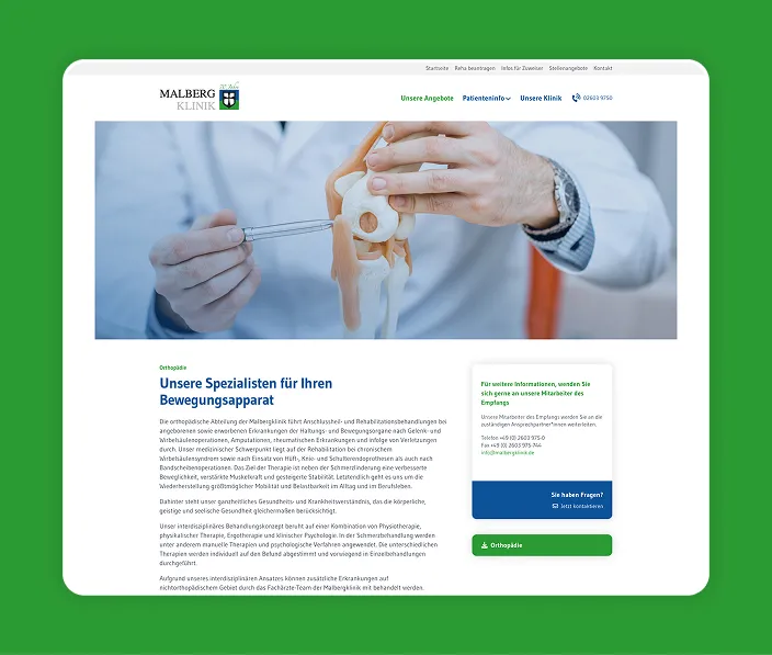 UX & Design Malbergklinik