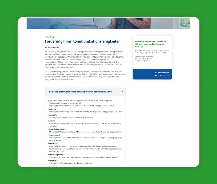 UX & Design Malbergklinik