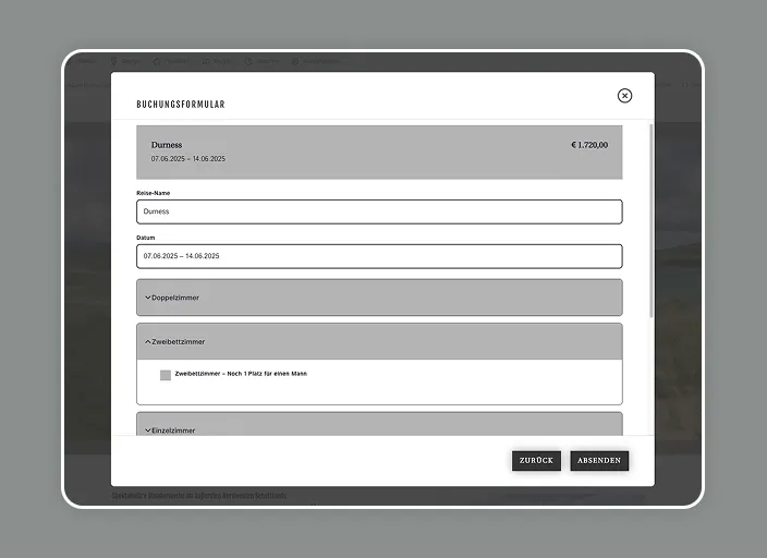Wandern Schottland Buchungslogik