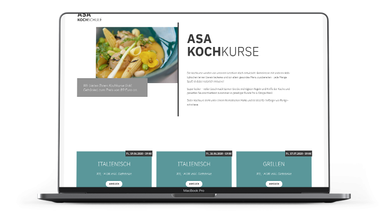 Webseite der ASA Kochschule